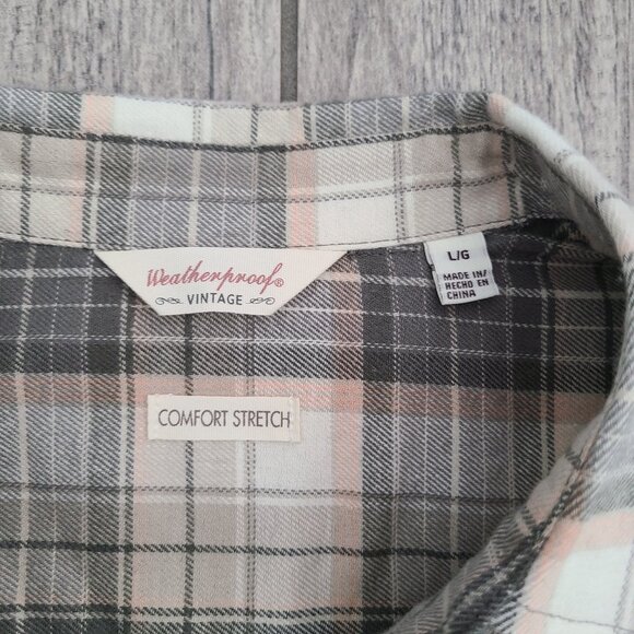 Weatherproof Vintage Soft Comfort Stretch Plaid Button Front Shirt Size Large - Picture 9 of 13